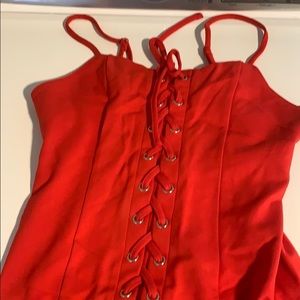Red tie up bodycon